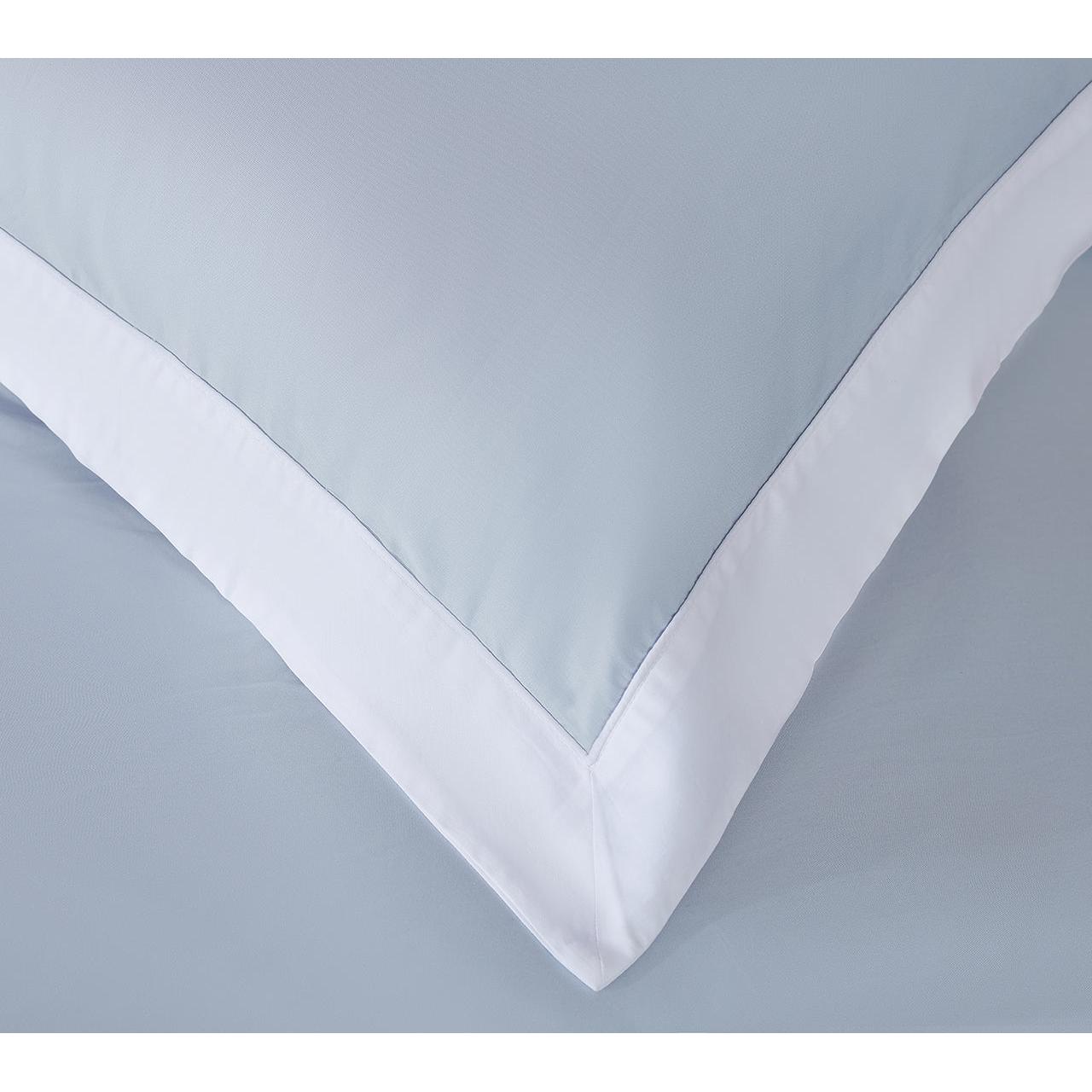 Long-staple Cotton Pillow Sham Set of 2, Misty Blue + White Standard / Full (20“ x 26“ x 2) 0 ポンド