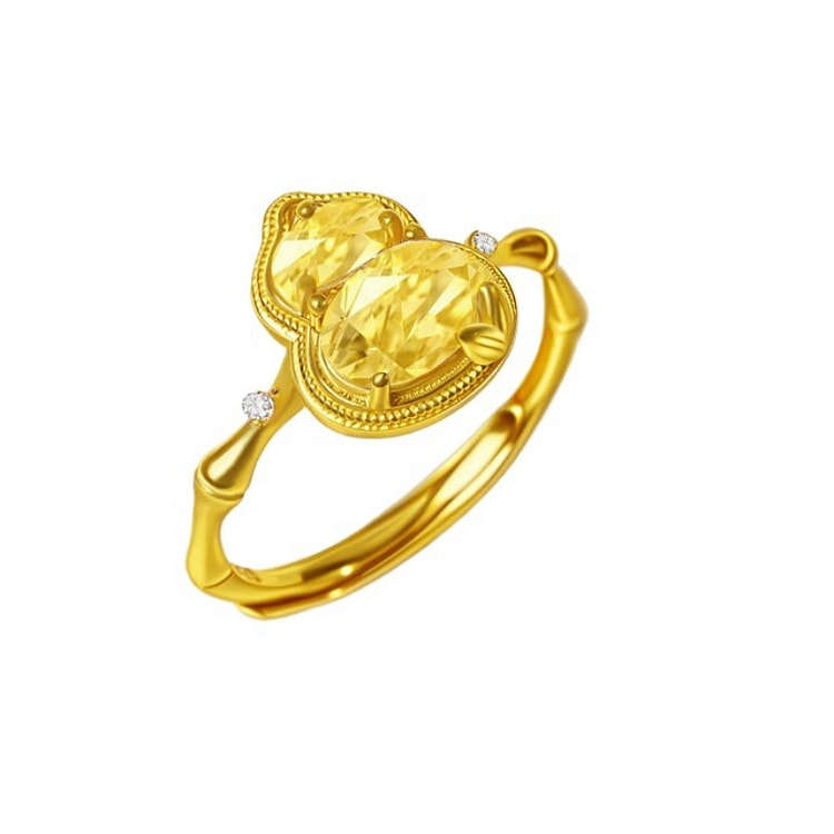 Yellow Crystal Gourd Bamboo Knot Ring 9 * 11mm