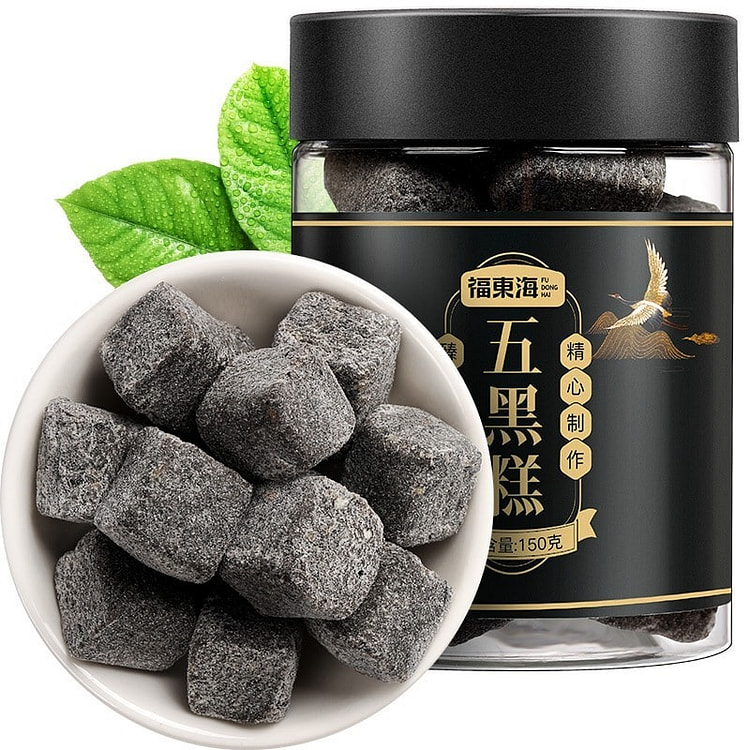 福东海 五黑糕 黑芝麻黑枸杞黑豆黑米桑葚芝麻糕 补肾黑发神器150g/盒