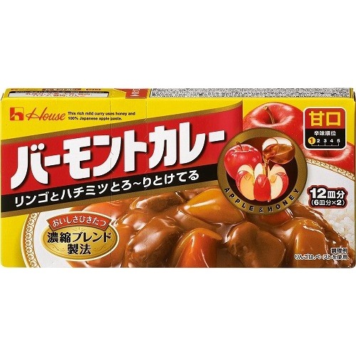 【日本直邮】 House 好侍百梦多苹果蜂蜜咖喱酱咖喱块甘口230g 1 份