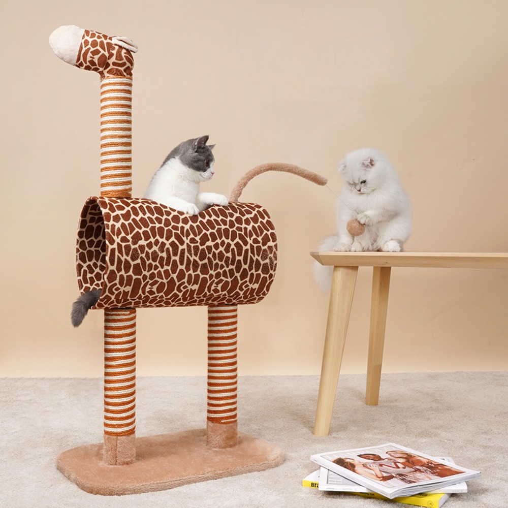 ZEZE-Giraffe Cat Tree with Cat tunnel and Scratcher 1 each