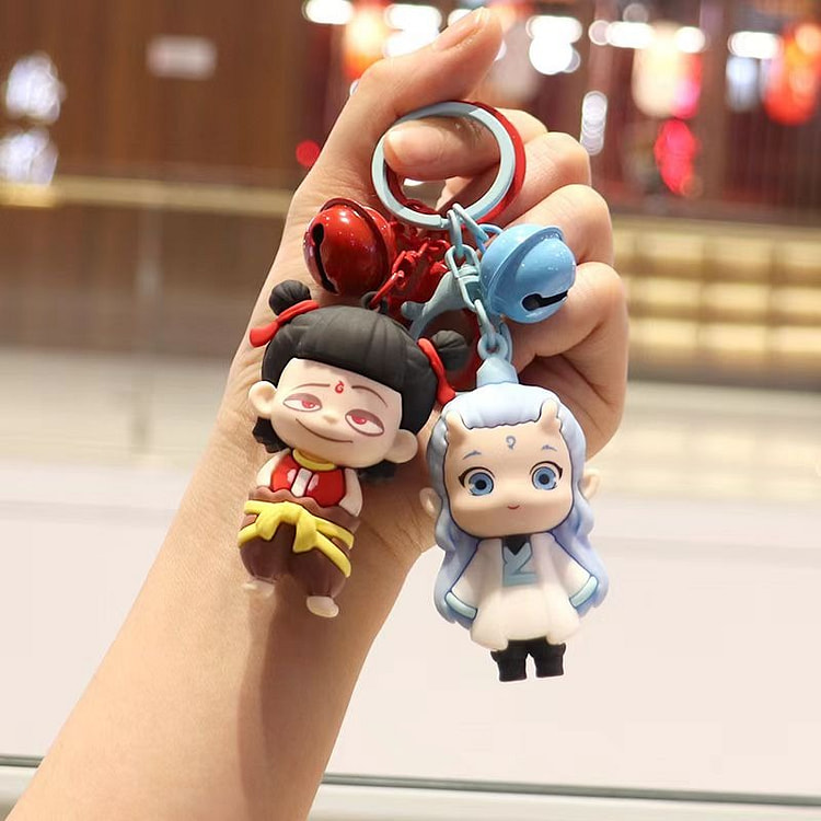 Nezha keychain with small bell