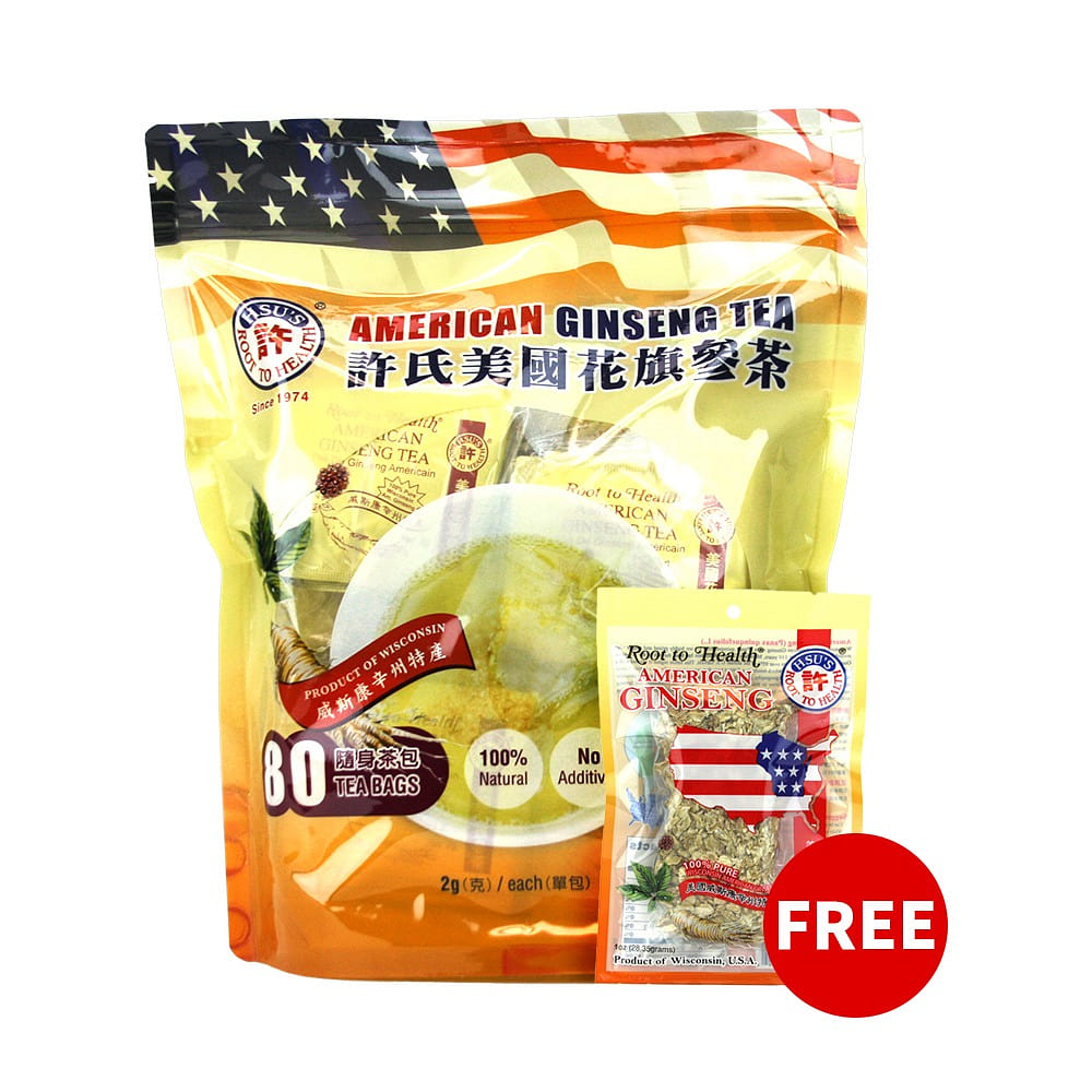 HSU'S American Ginseng Tea 80ct with free slices 1 each