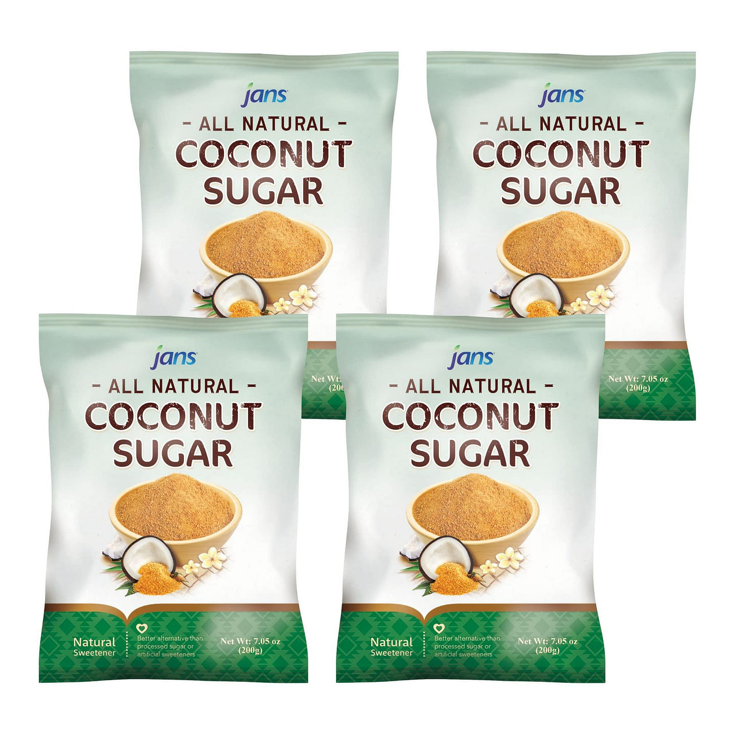 Jans – All Natural Coconut Sugar, 7.05oz 7.05 oz*4 pack