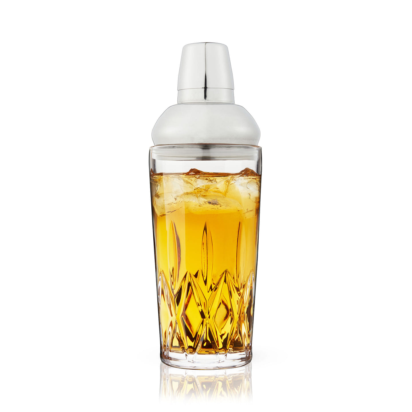 Viski Admiral Cocktail Shaker - Cut Crystal Tumbler with Stainless Steel Cap and Strainer - Dishwasher Safe 25oz Set of 1 25 盎司