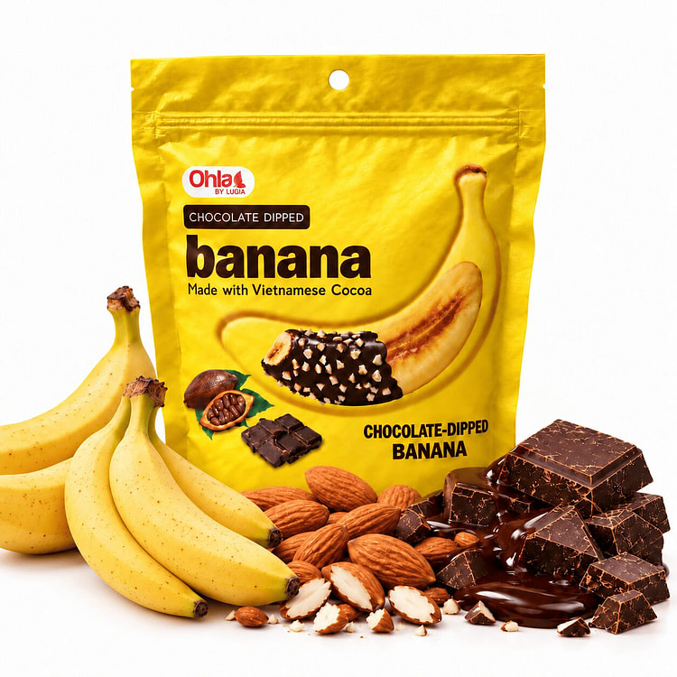Chuối sấy hạnh nhân phủ sô-cô-la Ohla Việt Nam 100 g