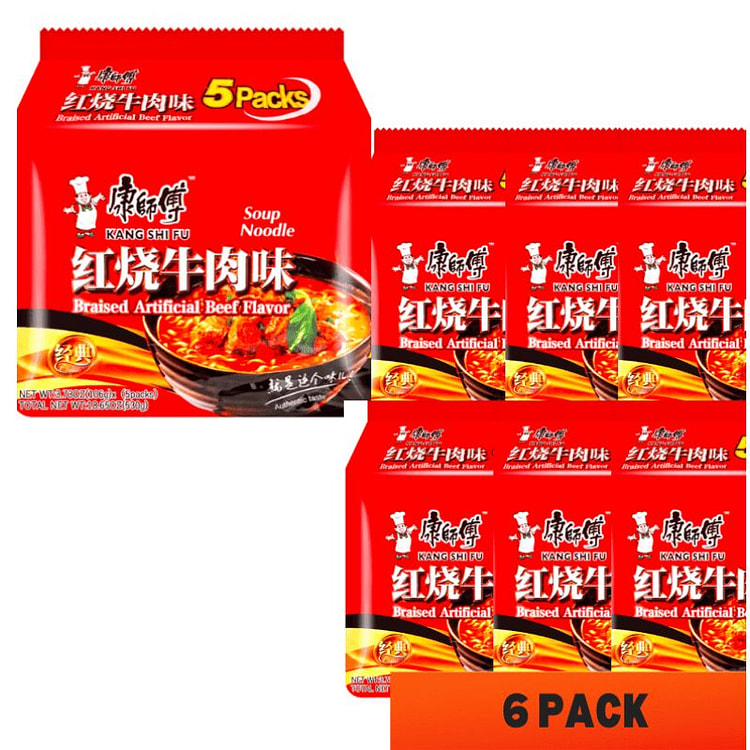 康师傅方便面红烧牛肉面(106克*5连包)*6袋 530 克