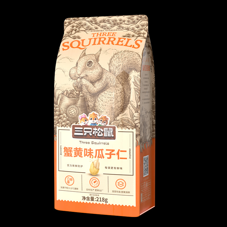 三只松鼠 蟹黄味瓜子仁葵花籽零食218g*1袋装