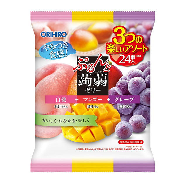 ORIHIRO Konjac Jelly White Peach Mango Grape 480g 1 each