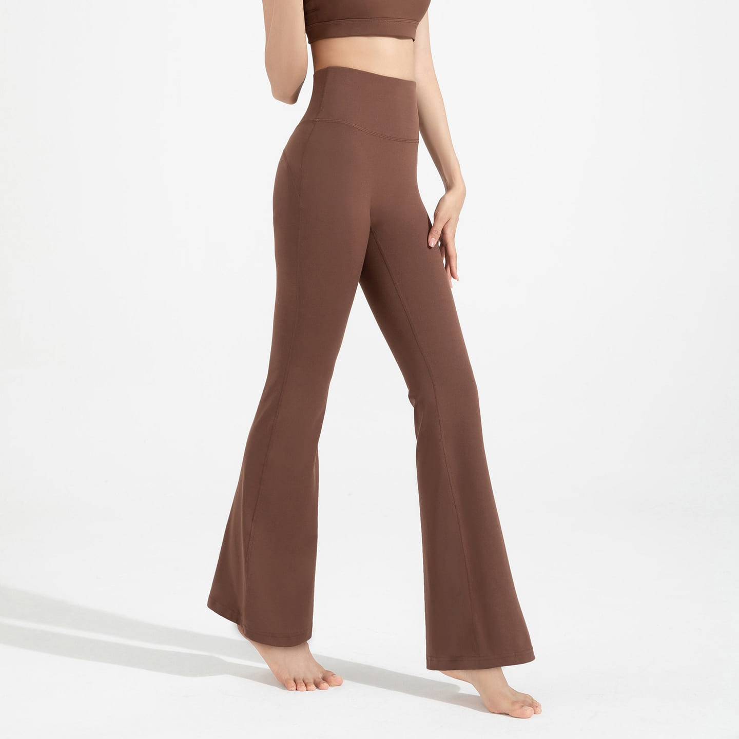 Yoga flared pants, sports fitness pants – chestnut color XL 1 each