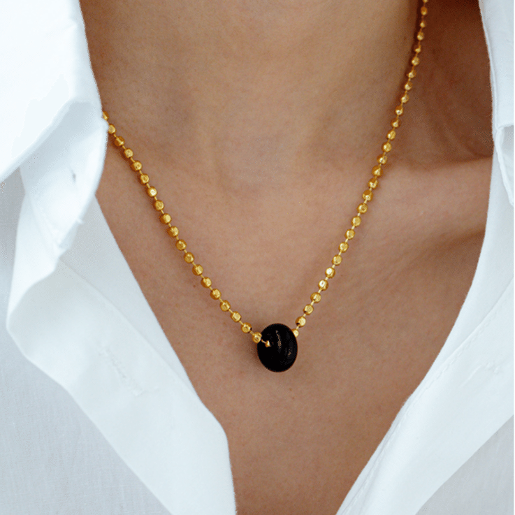 Detachable Black Agate Pendant Necklace 5 lb