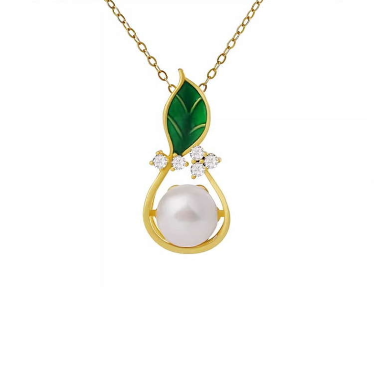 Pearl Necklace With Pearl Leaf Dew 29 * 13mm 1 box