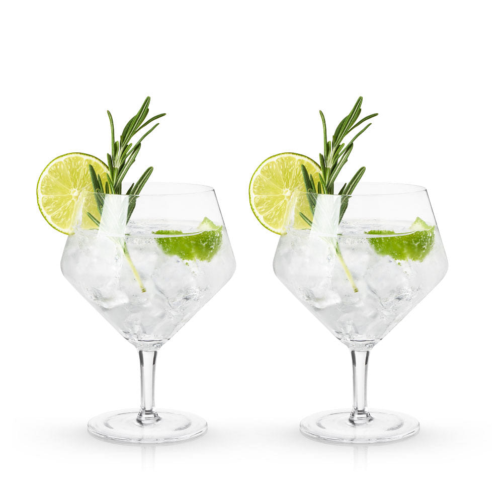 Angled Crystal Gin & Tonic Glasses by Viski® 14 fl.oz