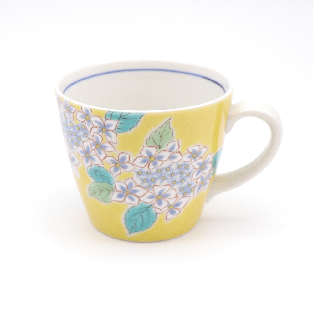 Kutani Ware Handmade Mug Cup (Hydrangea, 3.74”x 3.15") 1 phần