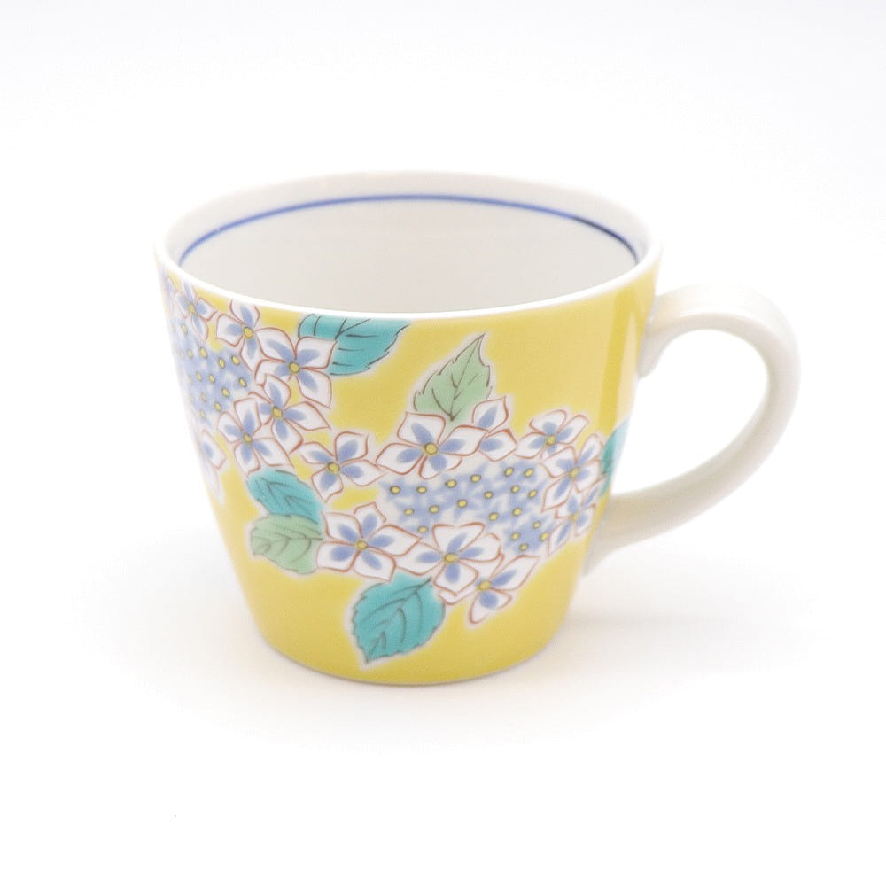 Kutani Ware Handmade Mug Cup (Hydrangea, 3.74”x 3.15) 1 each