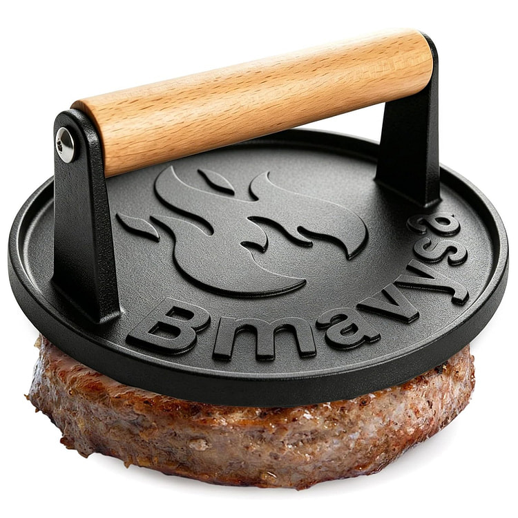 Heavy Duty Cast Iron Smash Burger Grill Press with 1 count