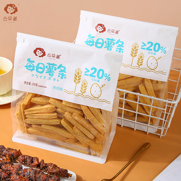 云朵酱每日薯条土豆条烤肉味解馋零食200g*2包