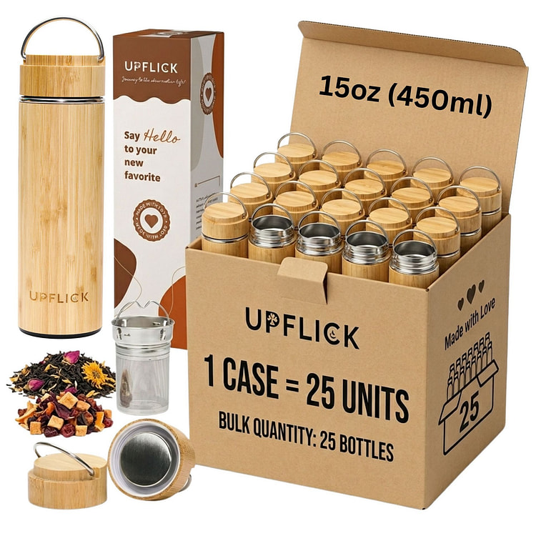 Bamboo Water Bottle Tea Tumbler Case Pack 25 each
