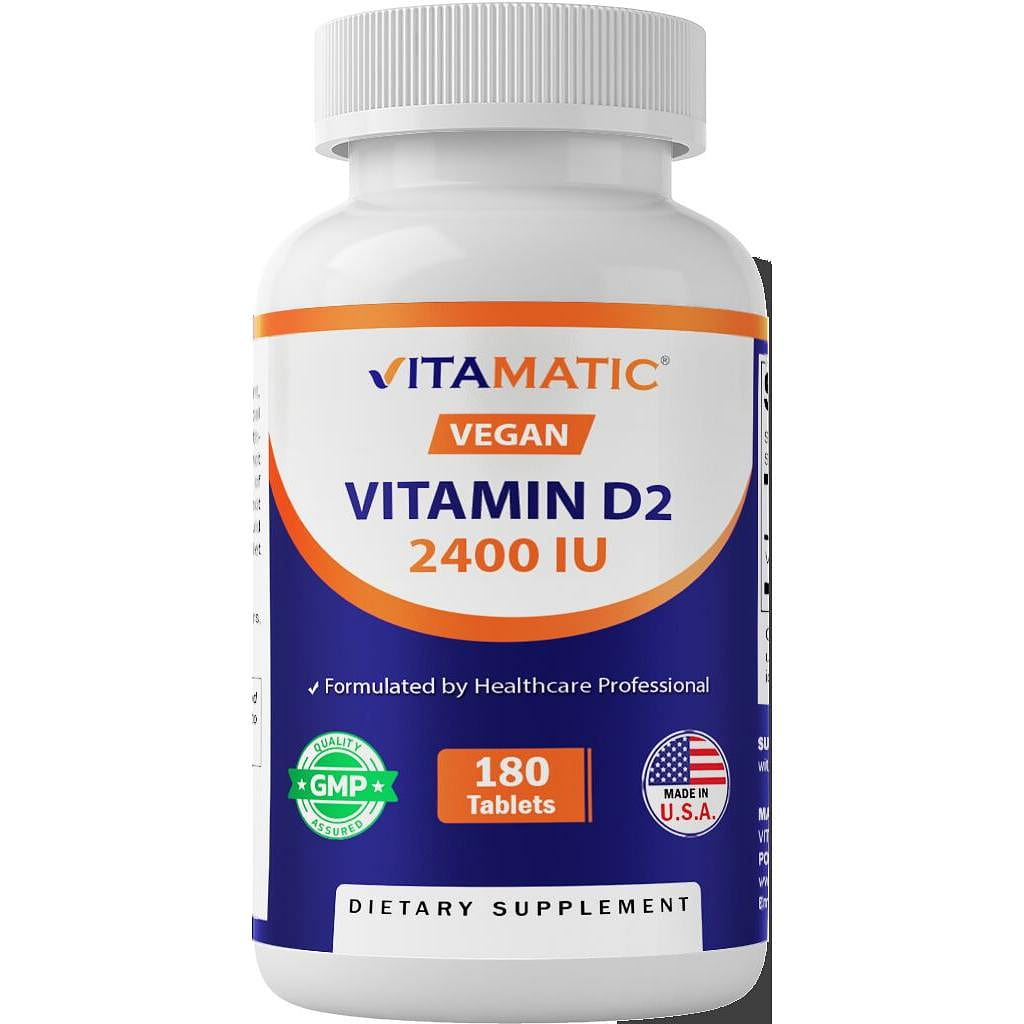 Vitamin D2 60 mcg 2400 IU – 180 Vegetarian Tablets 1 each