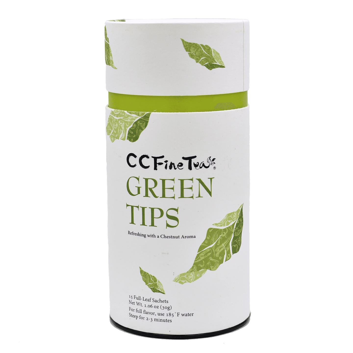 CC Fine Tea Green Tips Green Tea Whole Leaf pyramid tea sachet bag 1can/ 15 count