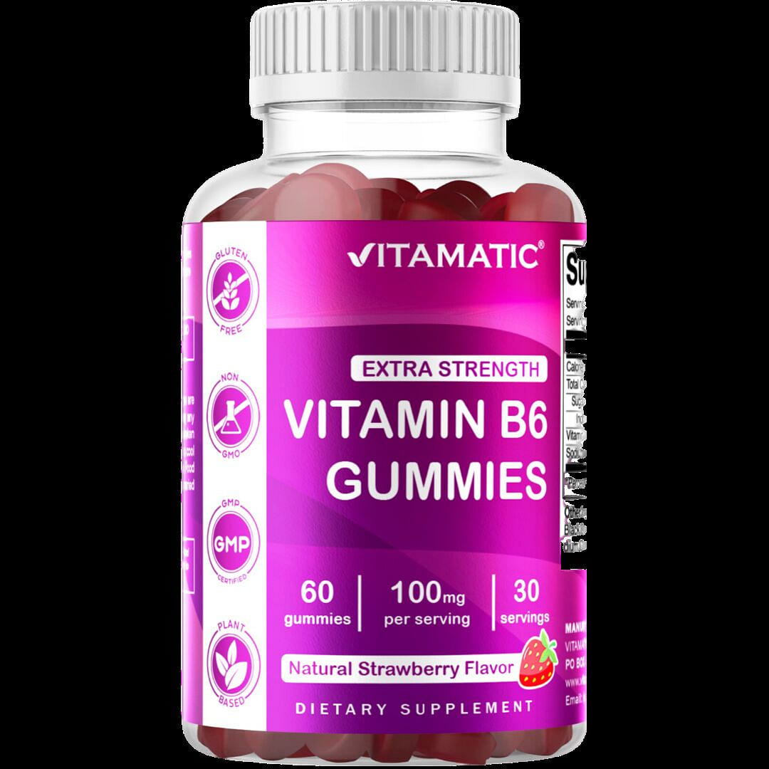 Vitamin B6 100mg - Strawberry Flavor - 60 Gummies 1 each