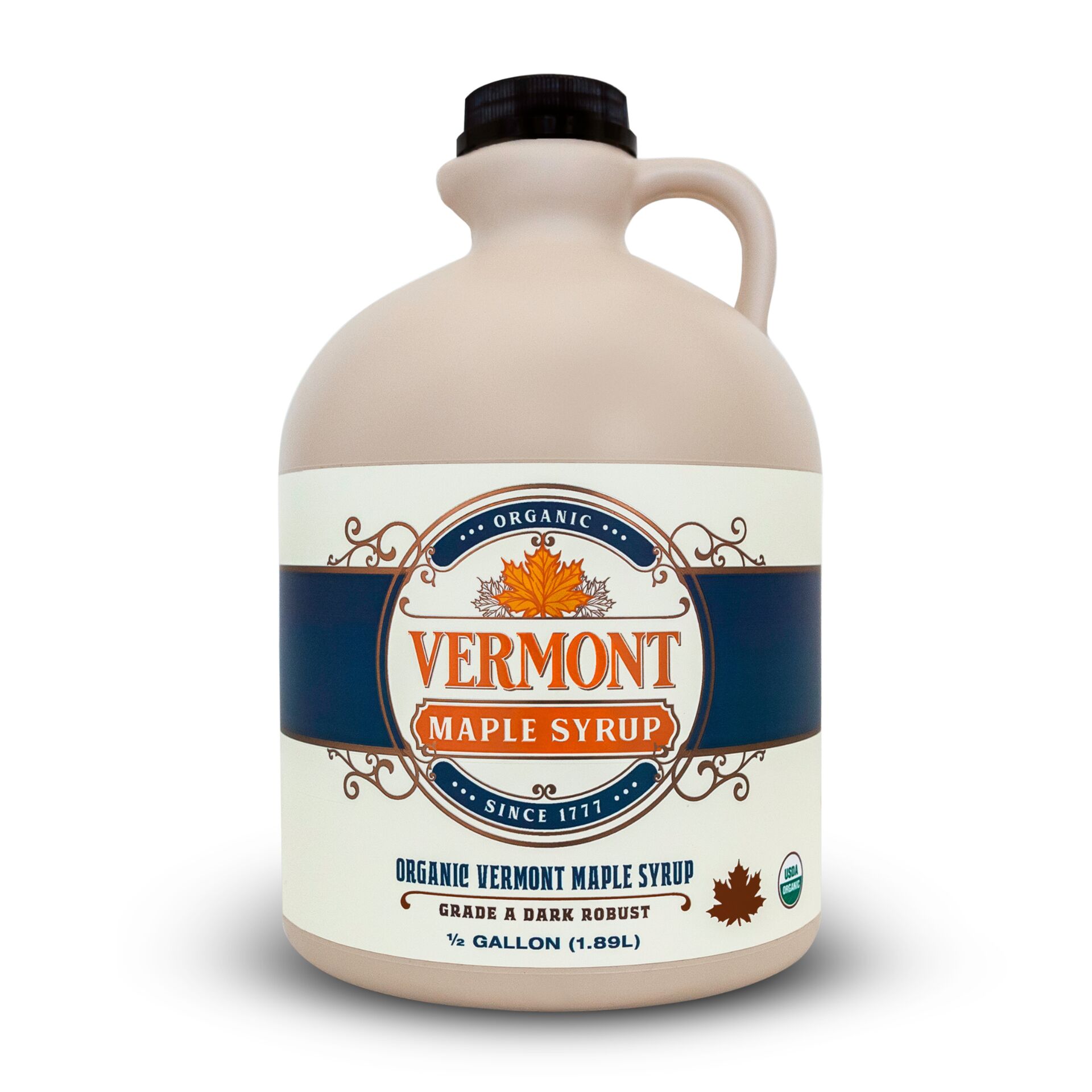 Dark Organic Vermont Maple Syrup - Jug 64 oz - half gallon / Single 94.5 oz