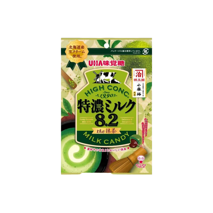 日本 UHA悠哈 特浓牛奶系列 抹茶巧克力夹心 抹茶硬糖 70g