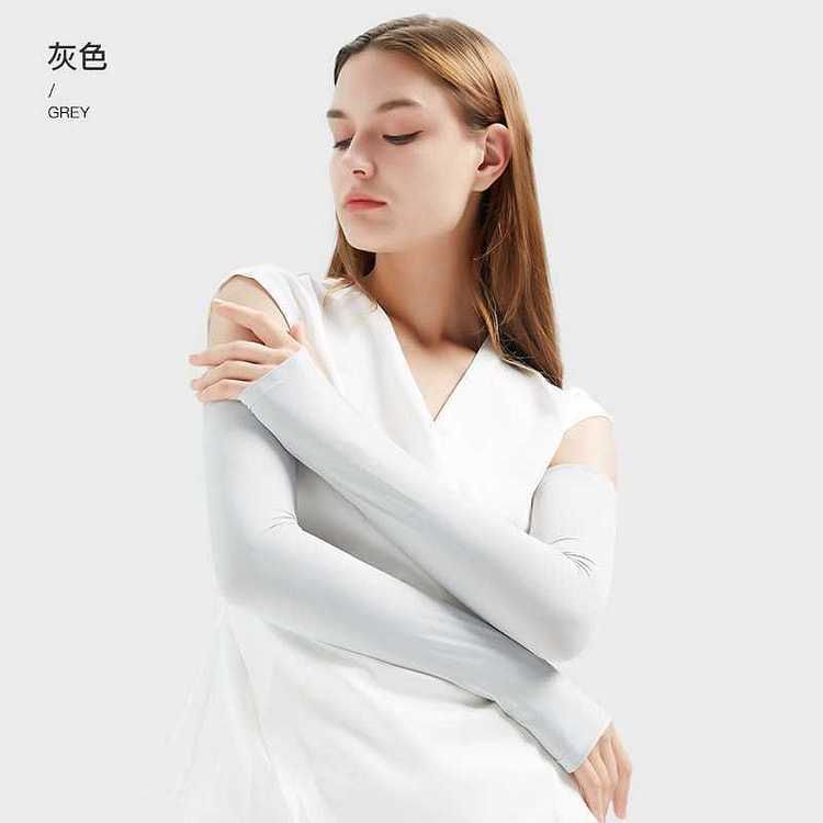 夏季防晒袖套 防紫外线 遮阳透气护臂冰丝袖 灰色 1 份