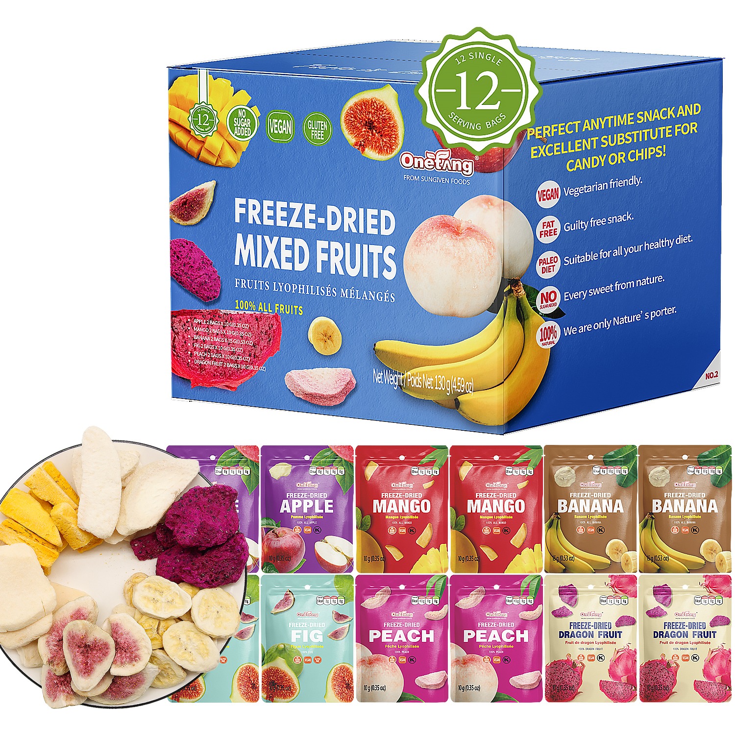 ONETANG Freeze-Dried Mixed Fruit blue Box 130g 4.59 oz