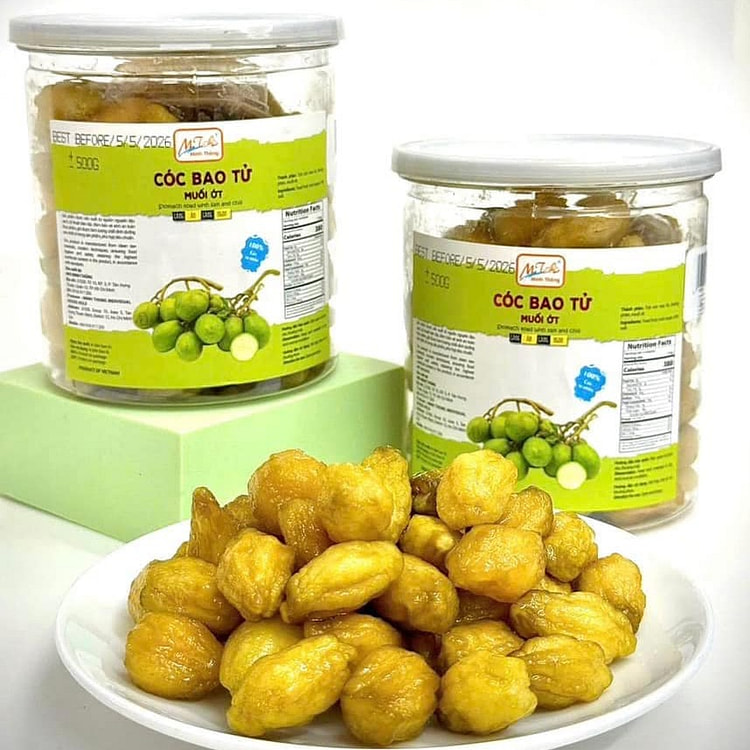 Cóc Non Sấy Muối Ớt Minh Thông Hộp 500g + Muối ớt đi kèm