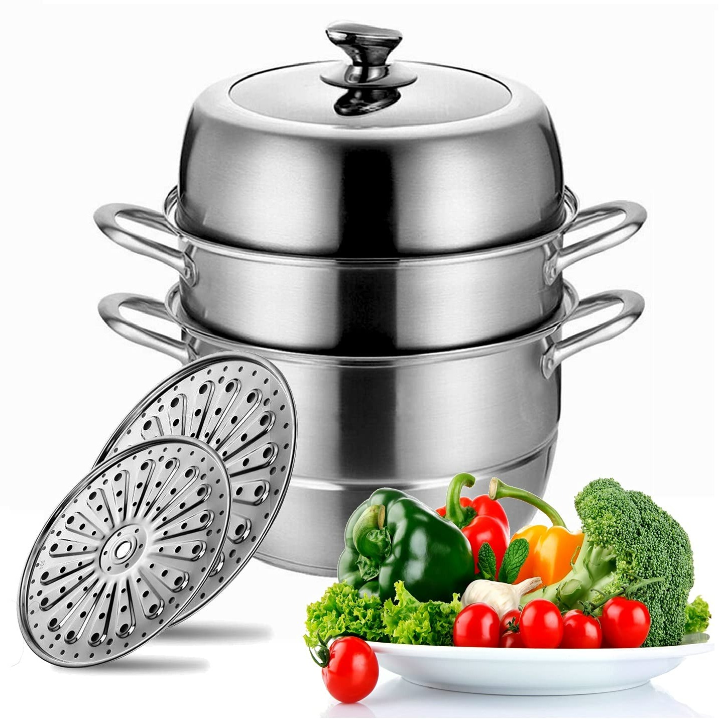 Stainless Steel Steamer Pot Thick-bottomed 3 Tier 1 ส่วน