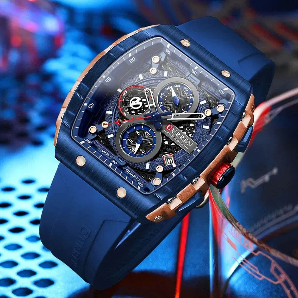 Mens Square Quartz Wristwatch Waterproof Luminous 1 box
