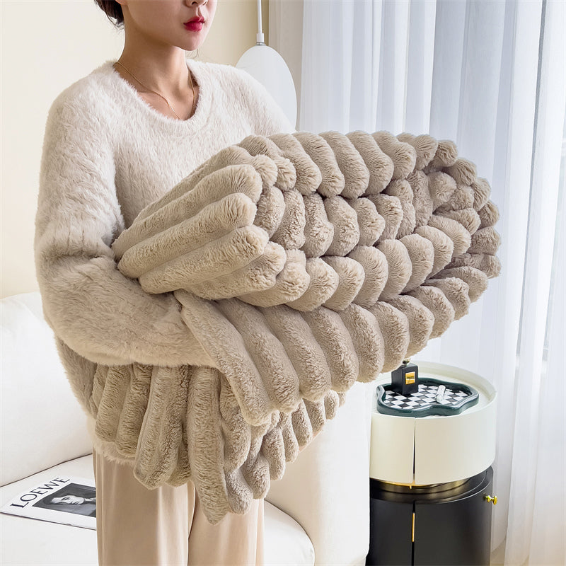 Striped Velvet Blanket Khaki 120*200cm 2000 g