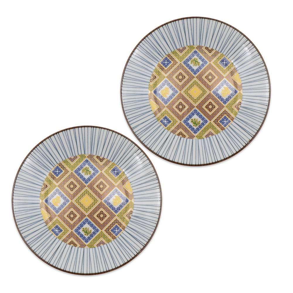 Kutani Ware Handmade Serving Plate 2set (Tile, 6.29 x 6.29) Made in Japan 2 each