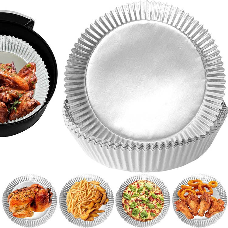 100件铝箔空气炸锅内胆 不粘空气炸锅一次性纸垫圆 1 个