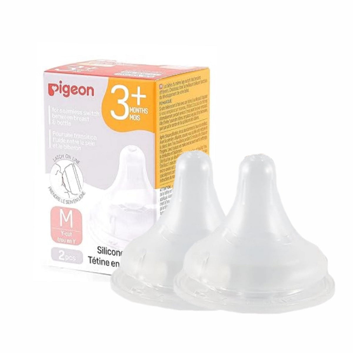 Pigeon Silicone Nipple (M) 3+ Months 2 개입