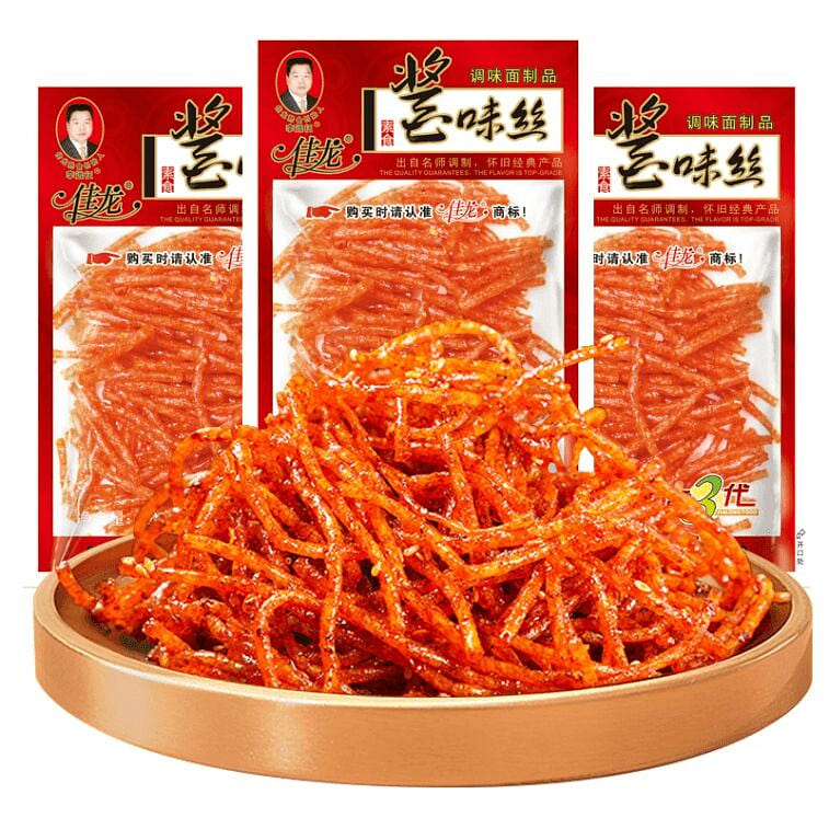 3 packs of Jialong sauce flavored spicy strips 54 g