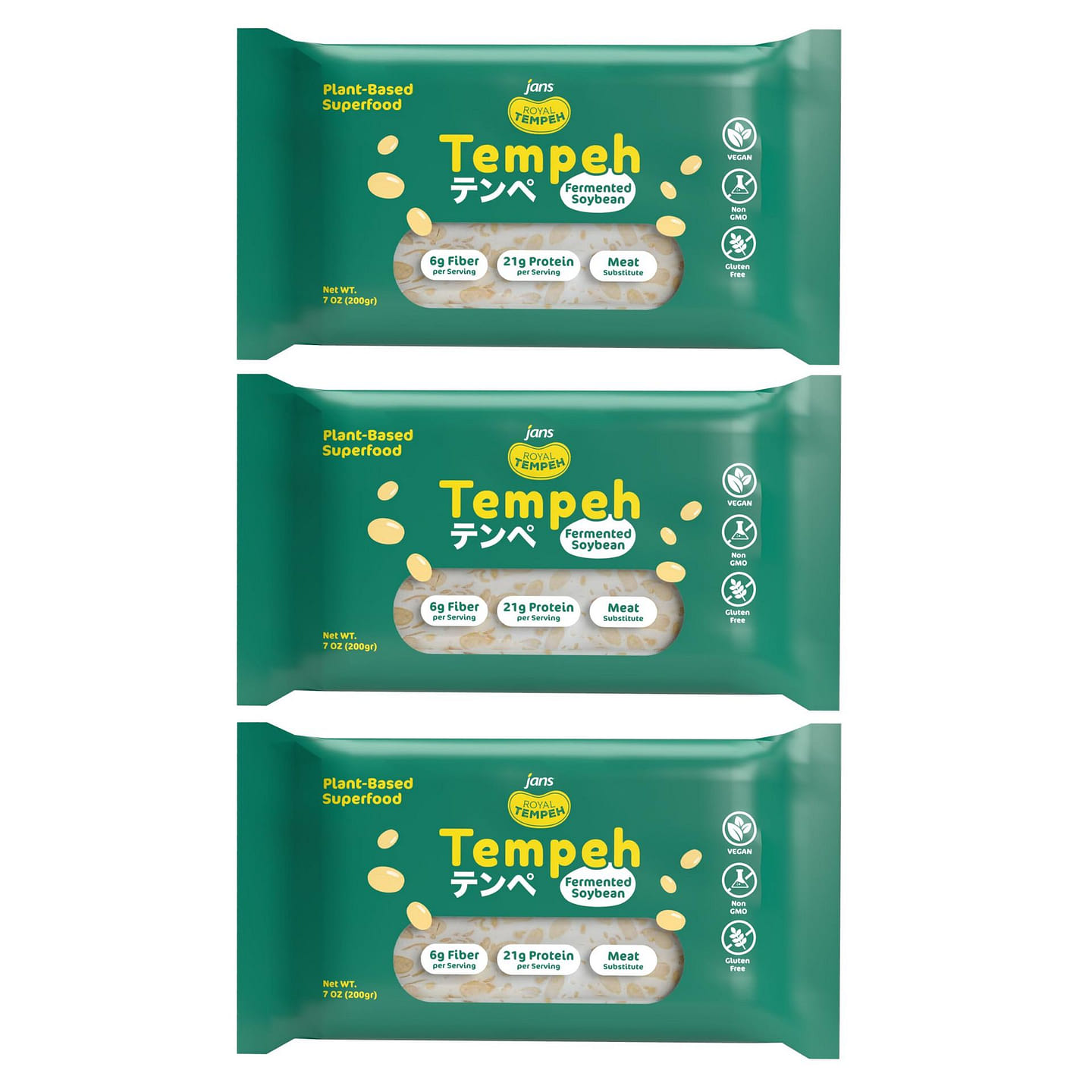 Jans – Frozen Royal Tempeh, 7.0 OZ, Pack of 3 7 oz*3 pack