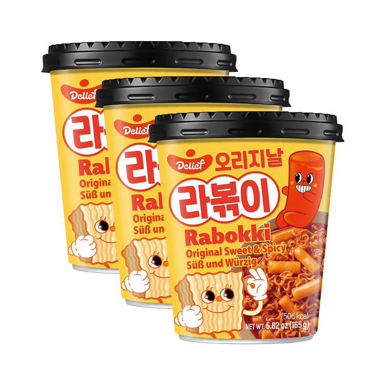 Delief Rabokki Original Sweet & Spicy | Ramen Noodles & Tteokbokki | 165g x