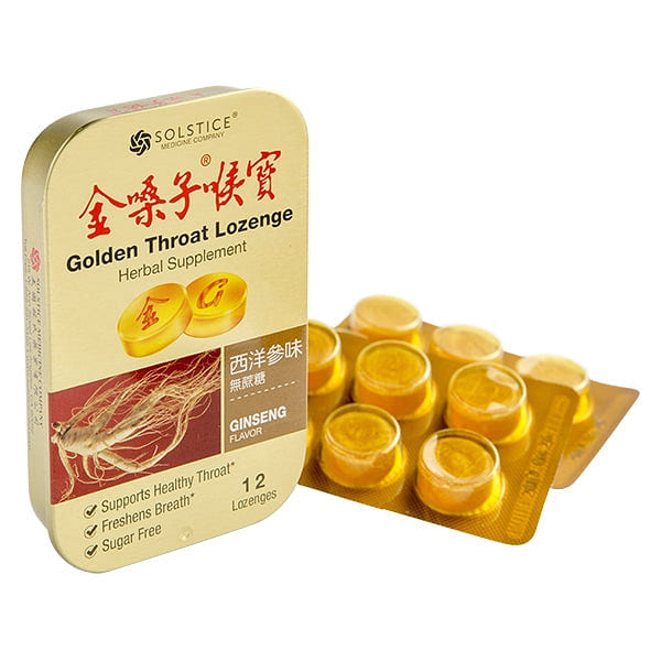 GOLDEN THROAT LOZENGE Herbal Supplement (Ginseng Flavor) 12 Lozenges 12 count