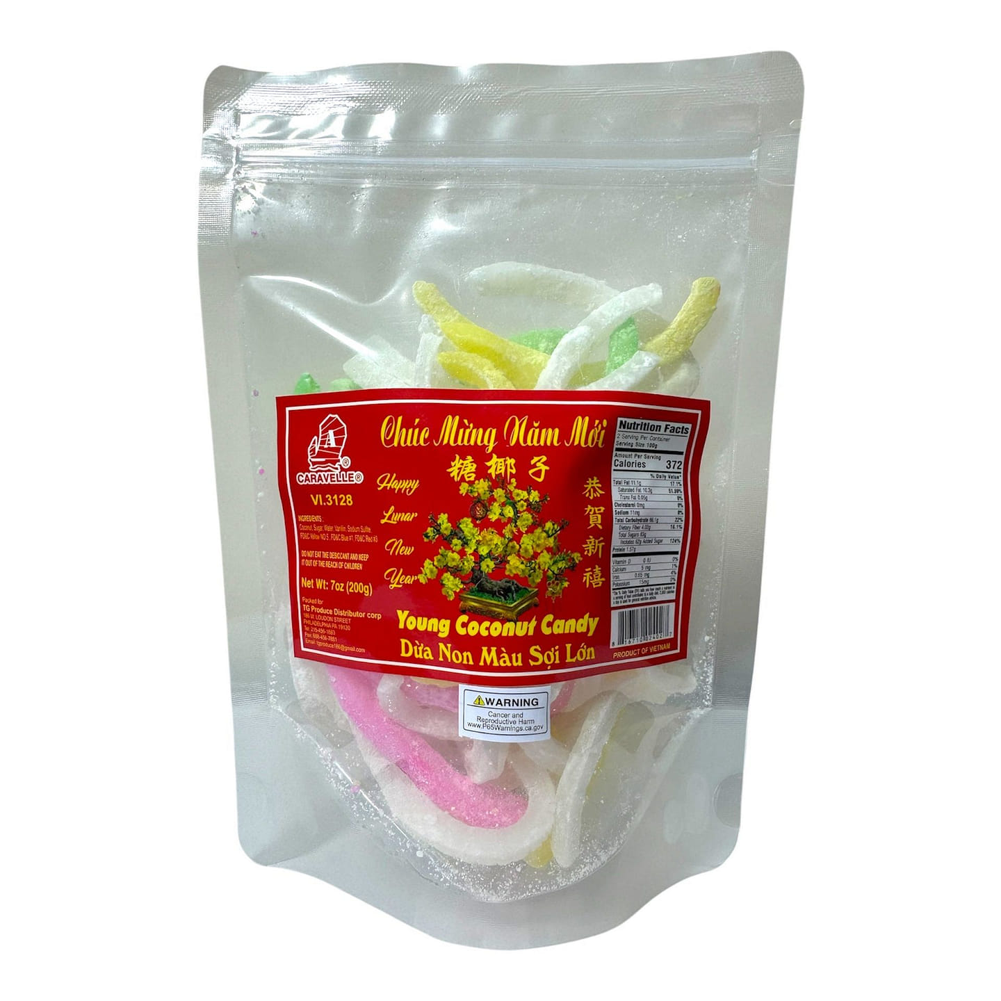 TET Young Coconut Candy Strips Mut Dua Non (color) 200 g
