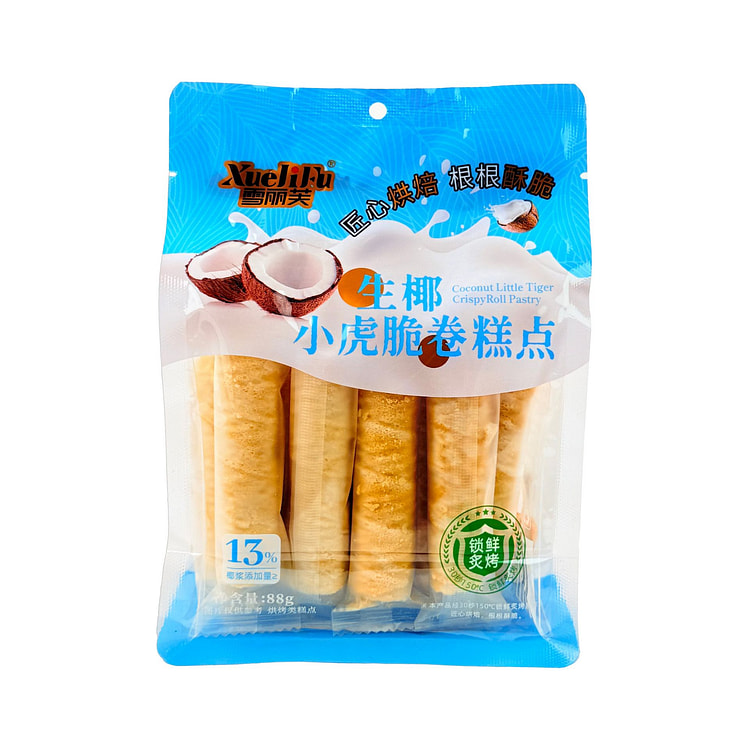 Fresh Coconut Little Tiger Crispy Rolls Bagged 88 g