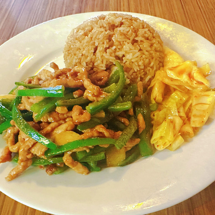 【一人食套餐】青椒肉丝+酱油炒饭+泡菜