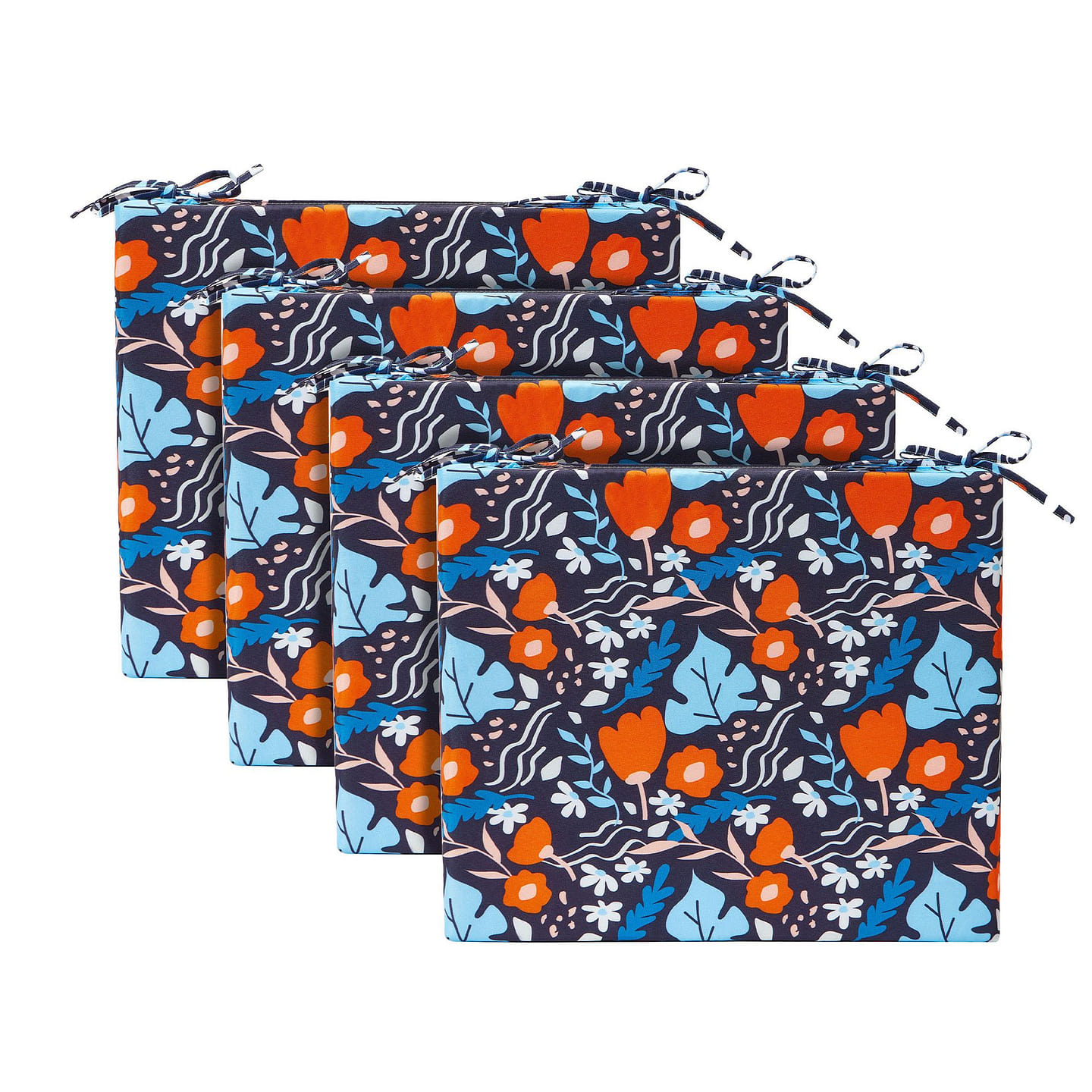 UNIKOME Outdoor Cushion Blue Floral 18.5*16*3 1 box