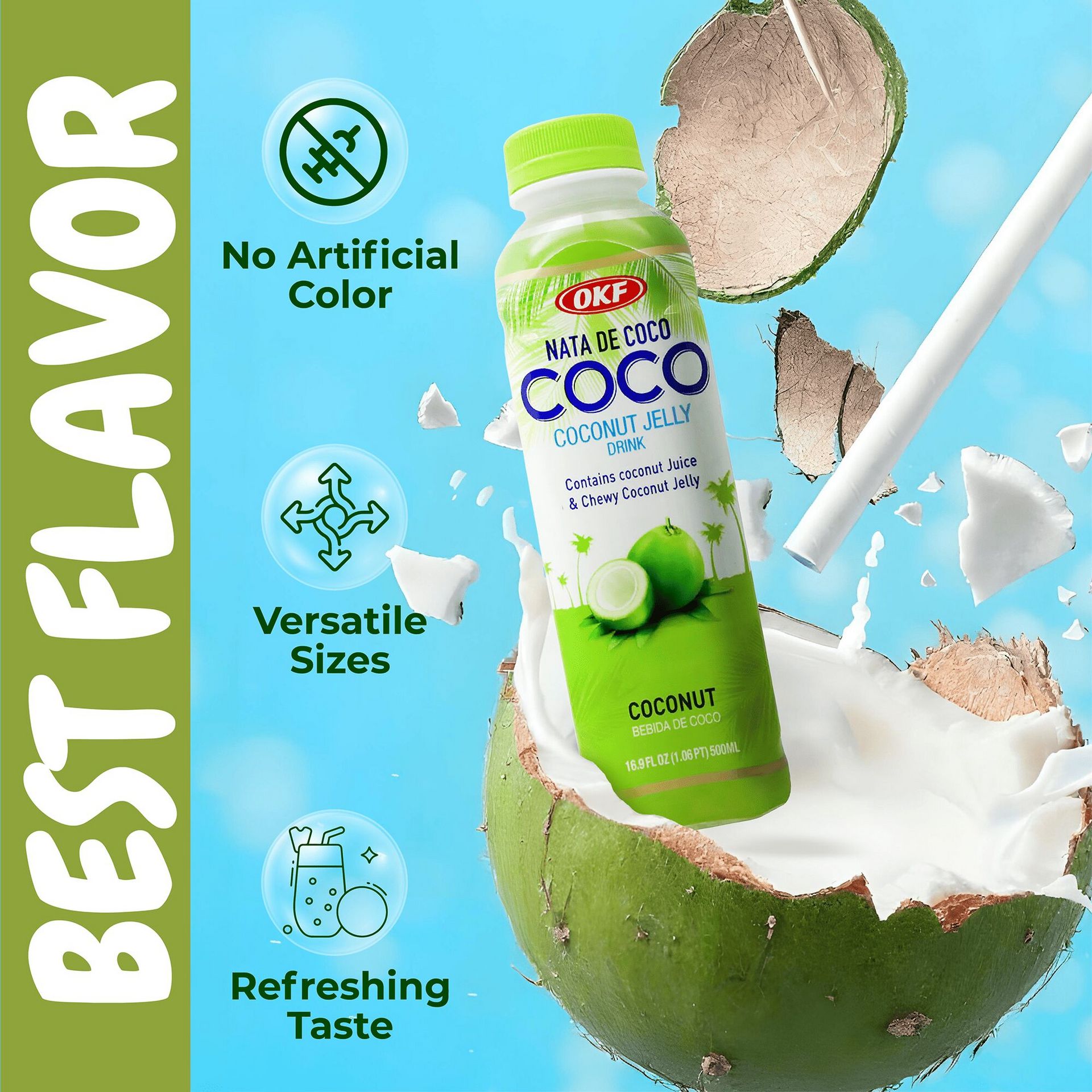 OKF 코코넛 워터 오리지널 (쫄깃한 코코넛 젤리 함유) - 20개입 - Weee!, image size:1920x1920