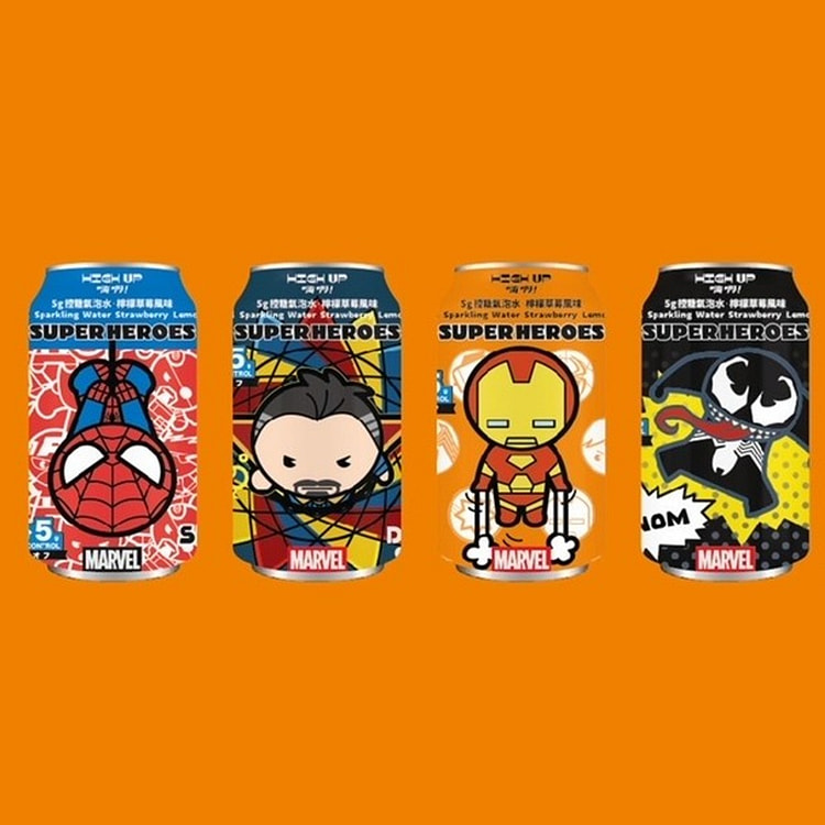 MARVEL SUPERHEROES SPARKLING WATER 4 can
