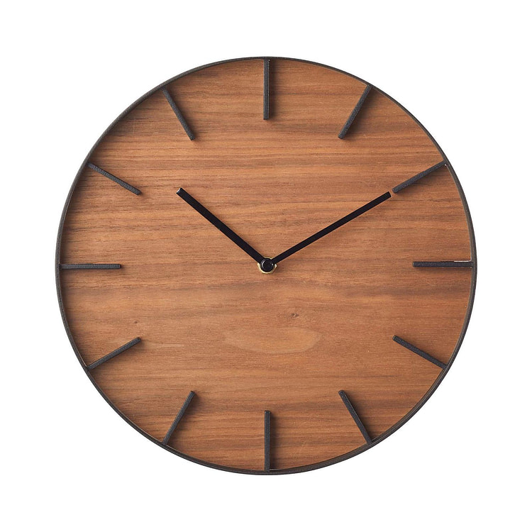 Wall Clock - Steel + Wood Walnut