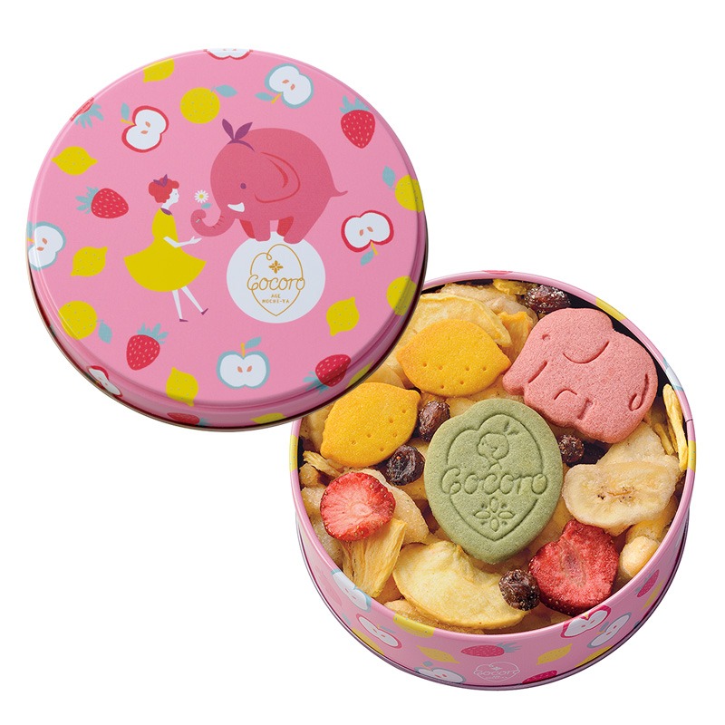 【日本直郵】 東京伴手禮 麻布十番 Agemochi Cocoro 米餅 鐵盒 綜合水果風味 1 盒