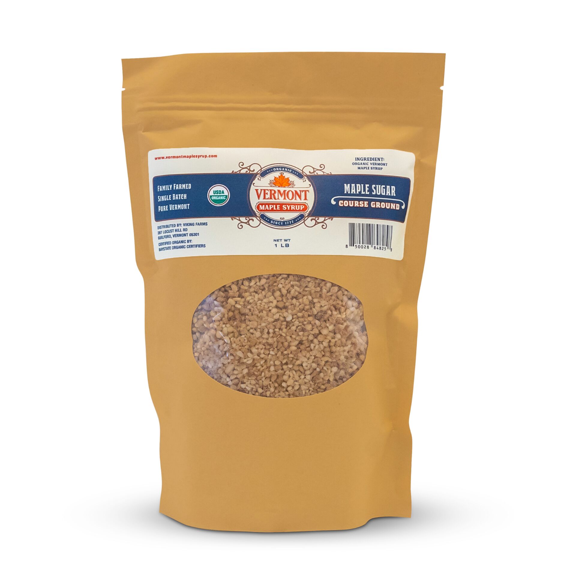 Coarse Organic Vermont Maple Sugar - Bag 16 oz - bag / Single 16.01 oz