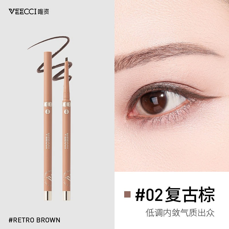 VEECCI Waterproof Flat Head Eyeliner Pencil Antique Brown 1 each